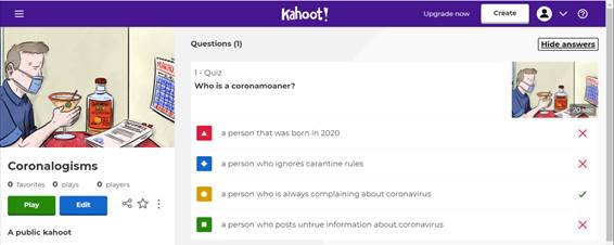 Kahoot Quiz Coronalogisms